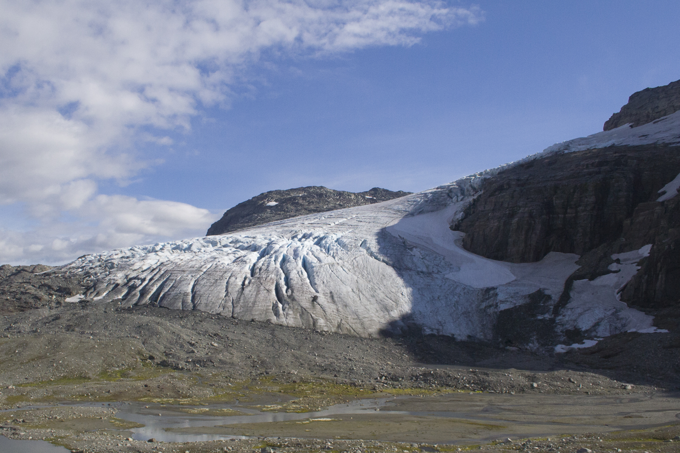 The foot of Blåisen on the edge of Hardangerjøkulen, near Finse